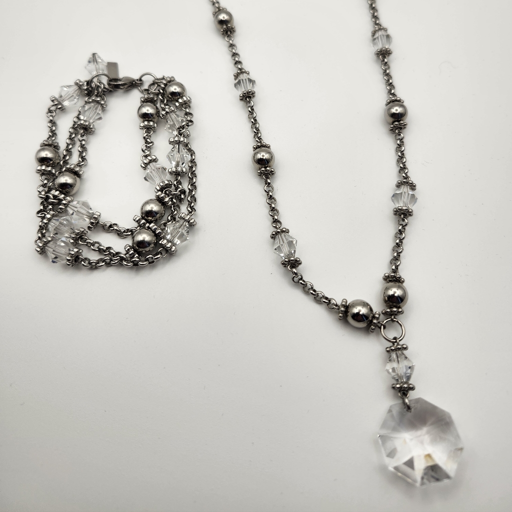 Steelx Jewelry Necklace And Bracelet Crystal Set